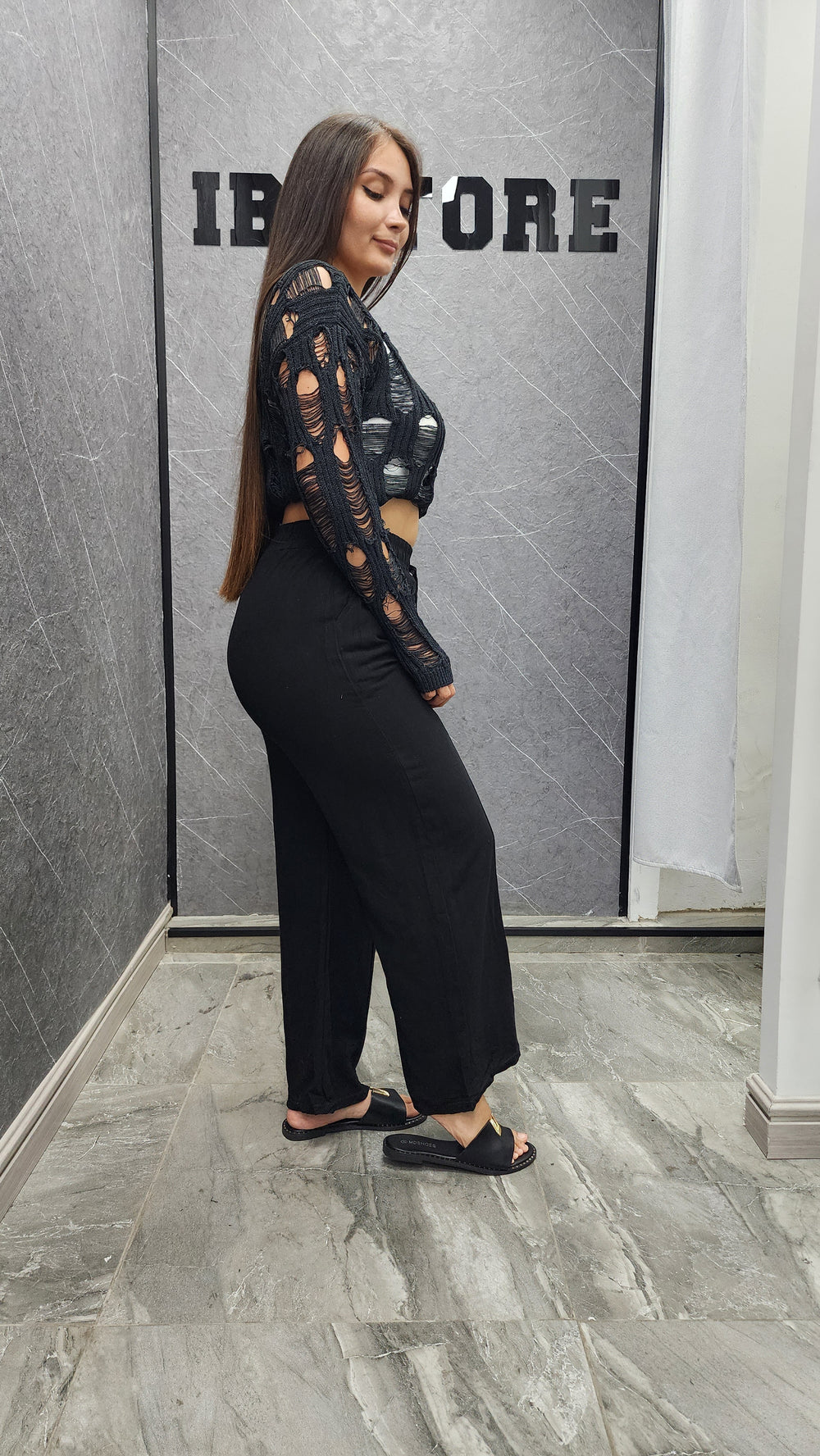 Malla calada Charlotte negra ibstore