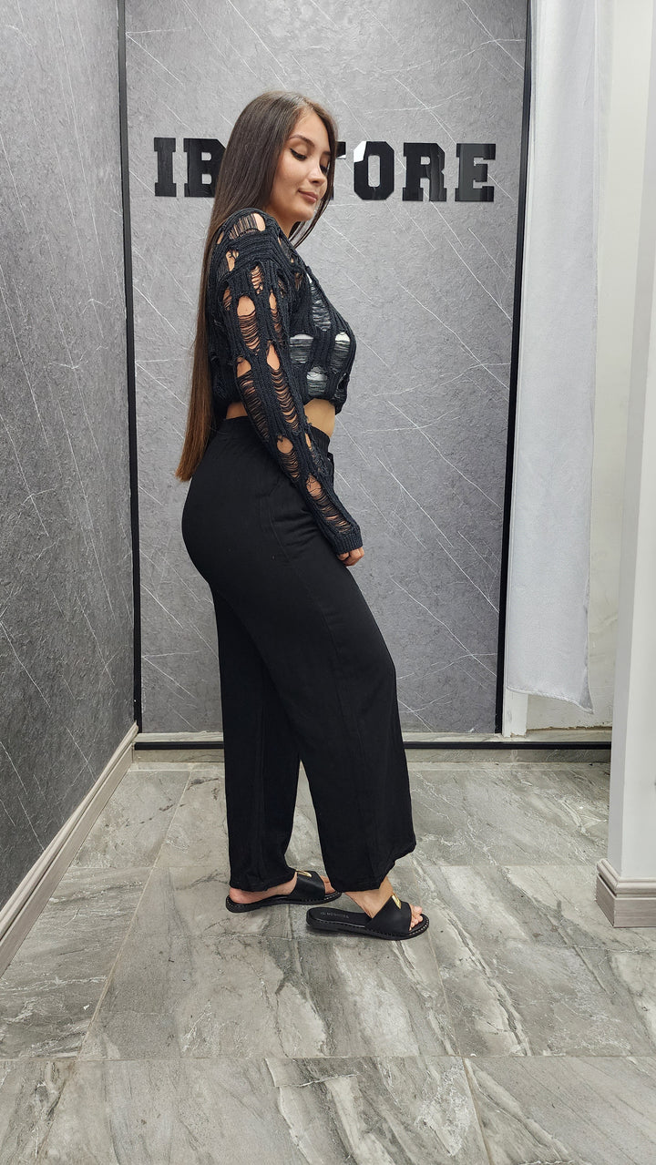 Malla calada Charlotte negra ibstore