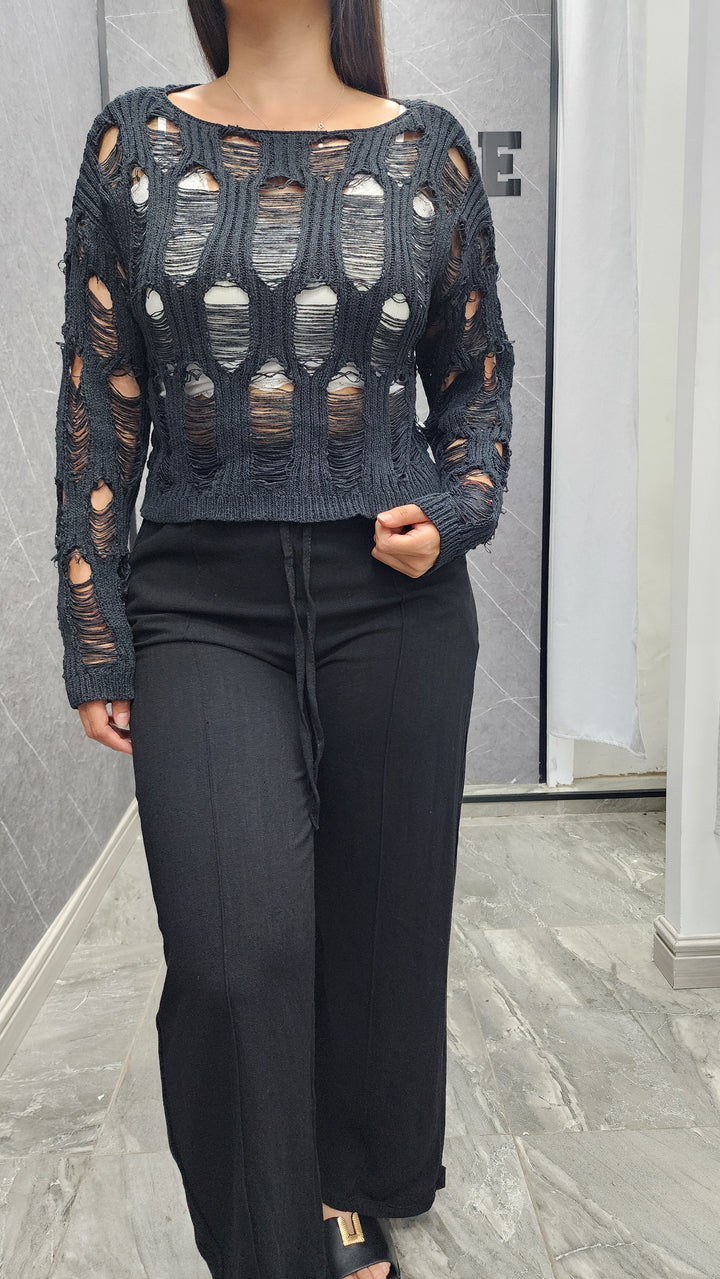 Malla calada Charlotte negra ibstore