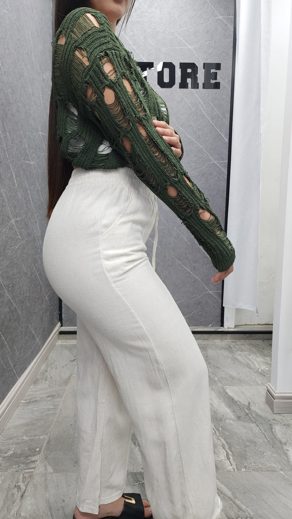 Malla calada Charlotte verde ibstore