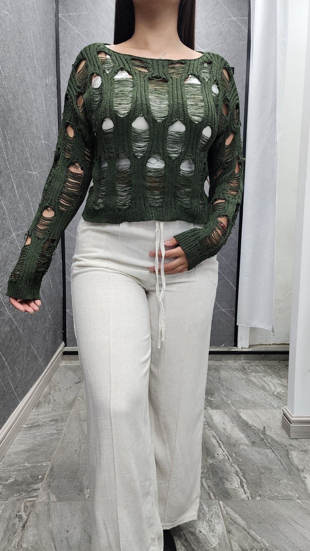 Malla calada Charlotte verde ibstore