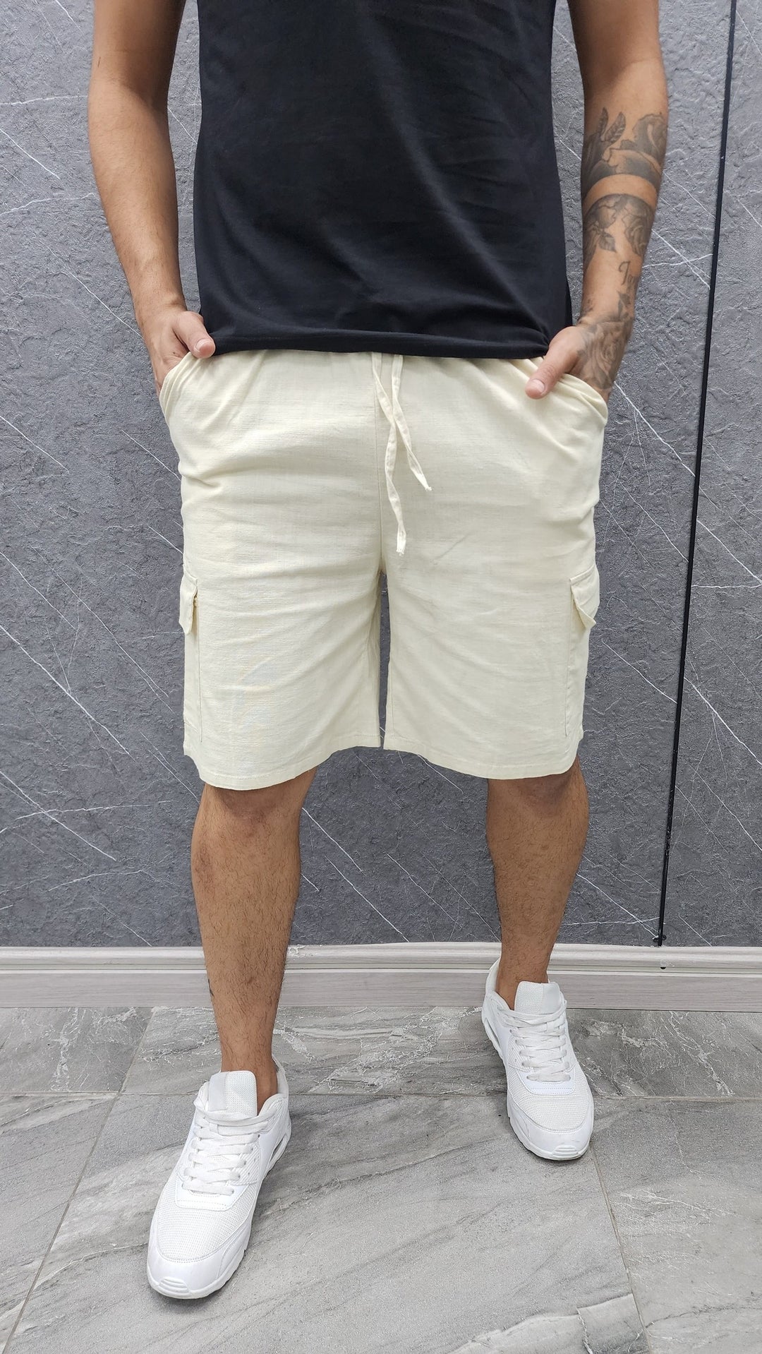 Short Cargo Lino Beige ibstore
