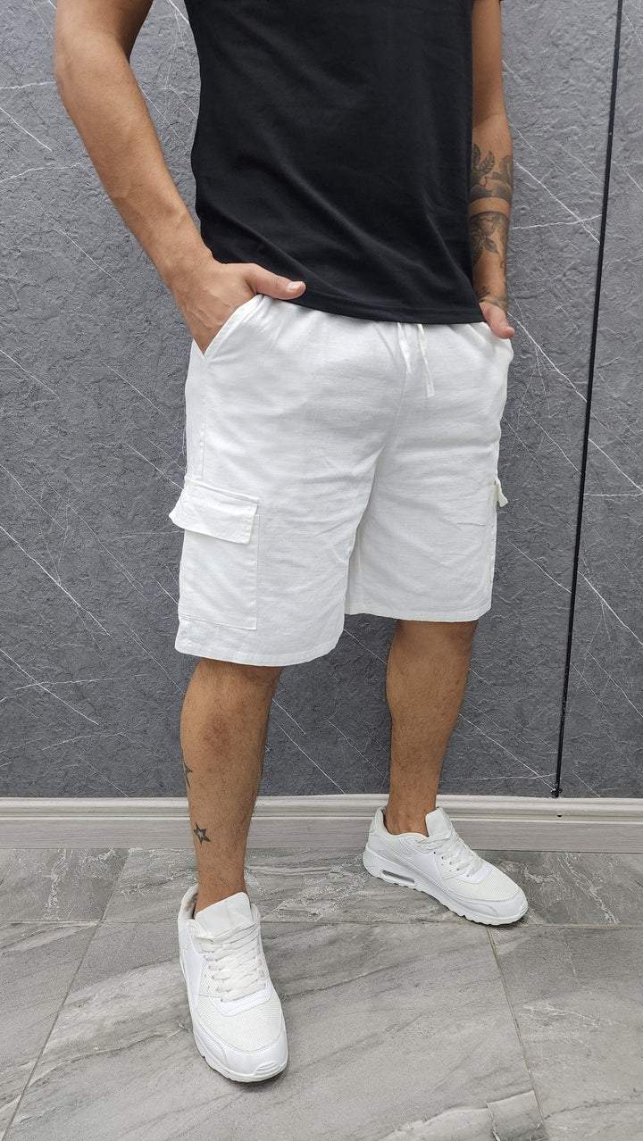 Short Cargo Lino Blanco ibstore