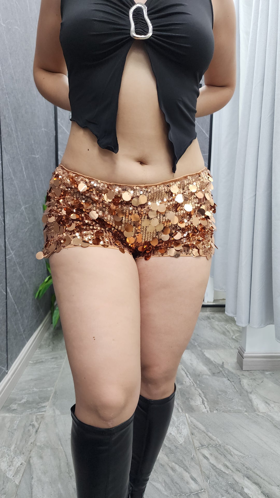 Short Lentejuelas dorado ibstore