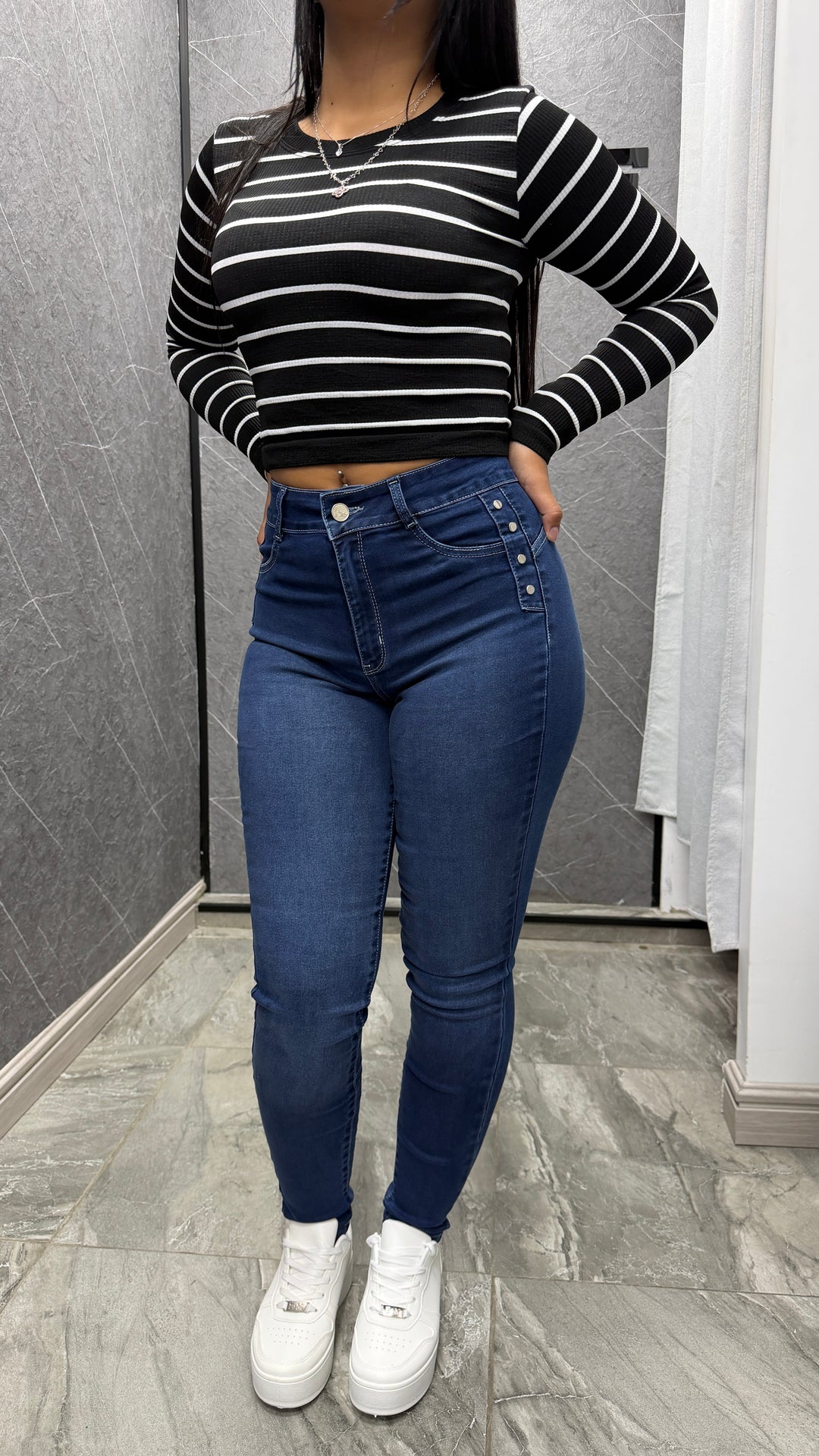 Skinny Azul Botones 2045 ibstore