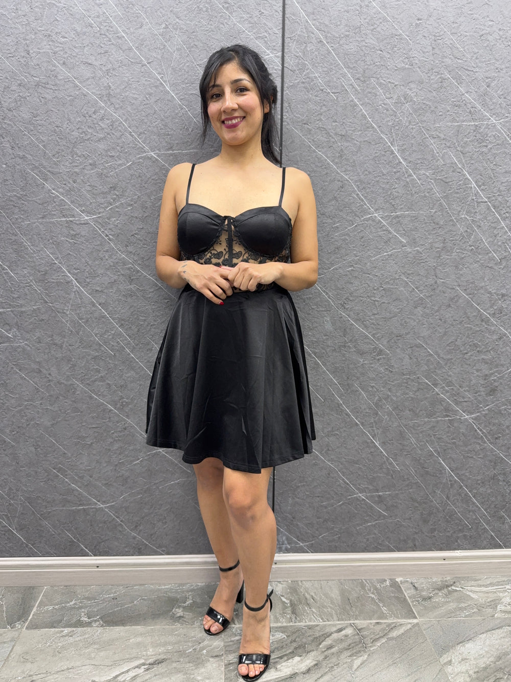 Vestido satin negro ibstore