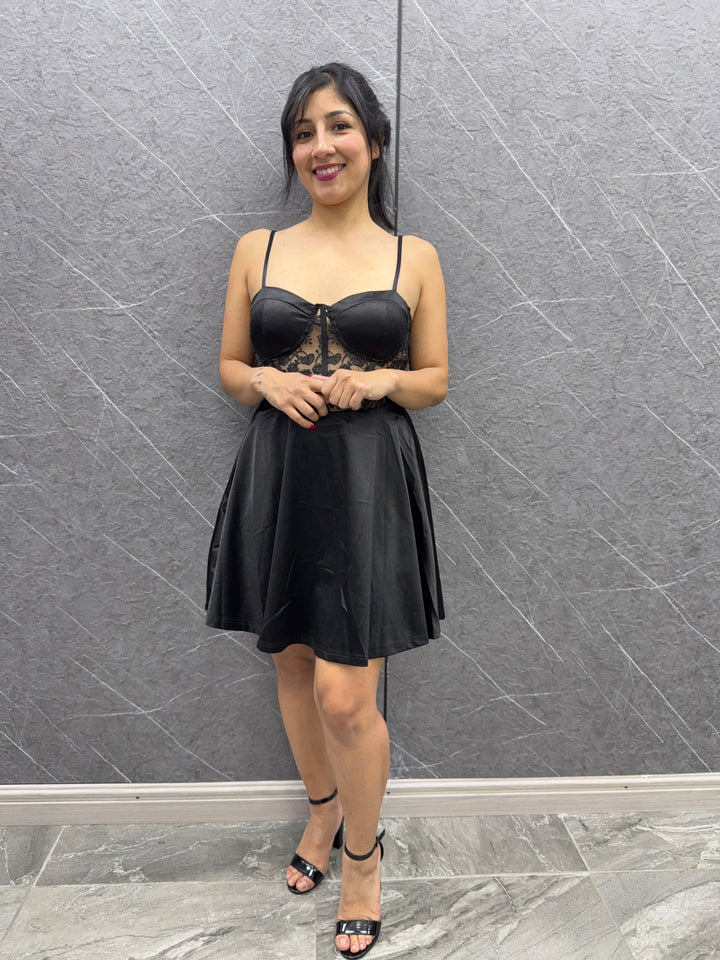 Vestido satin negro ibstore