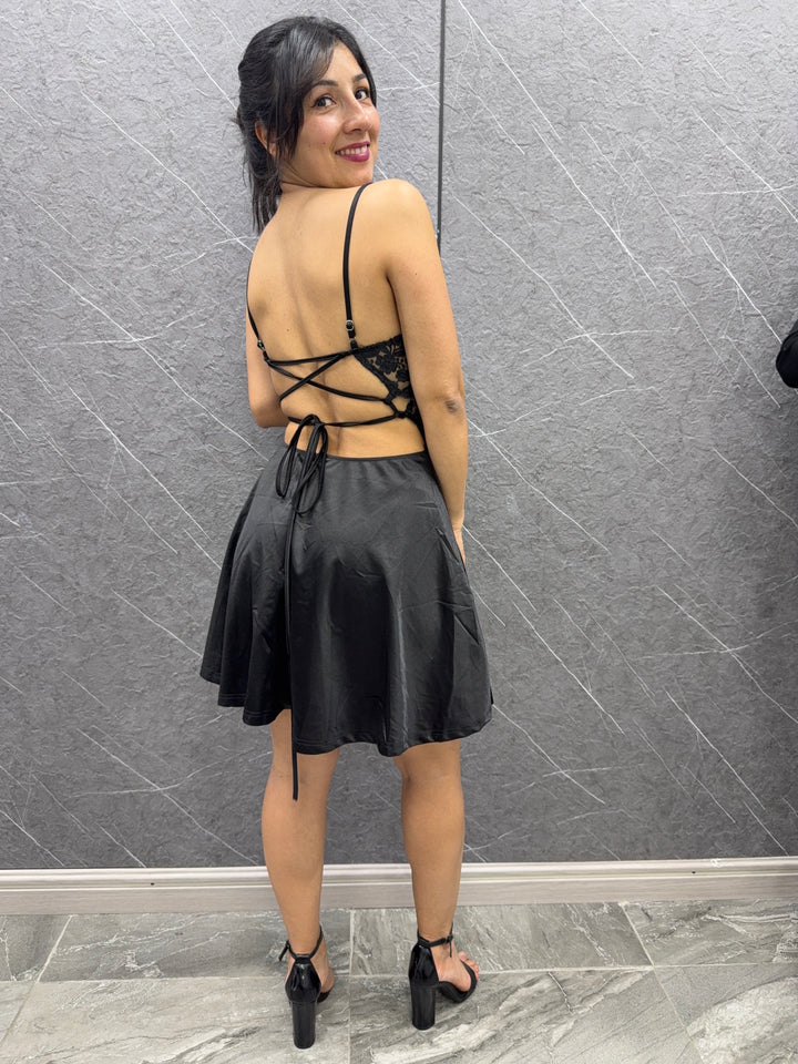 Vestido satin negro ibstore