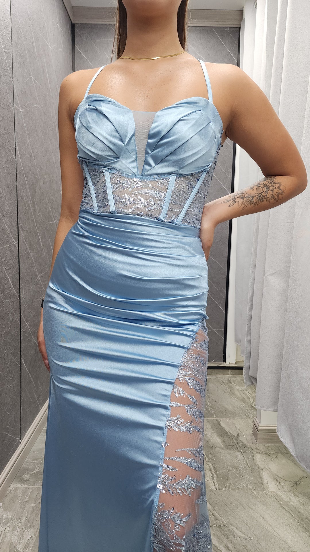 Vestido de Gala Lluvia celeste