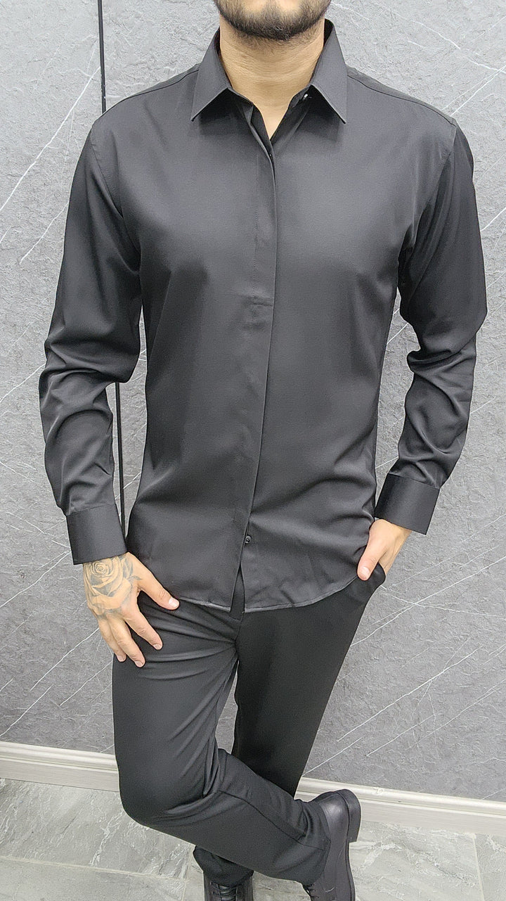 Camisa Satín Negra