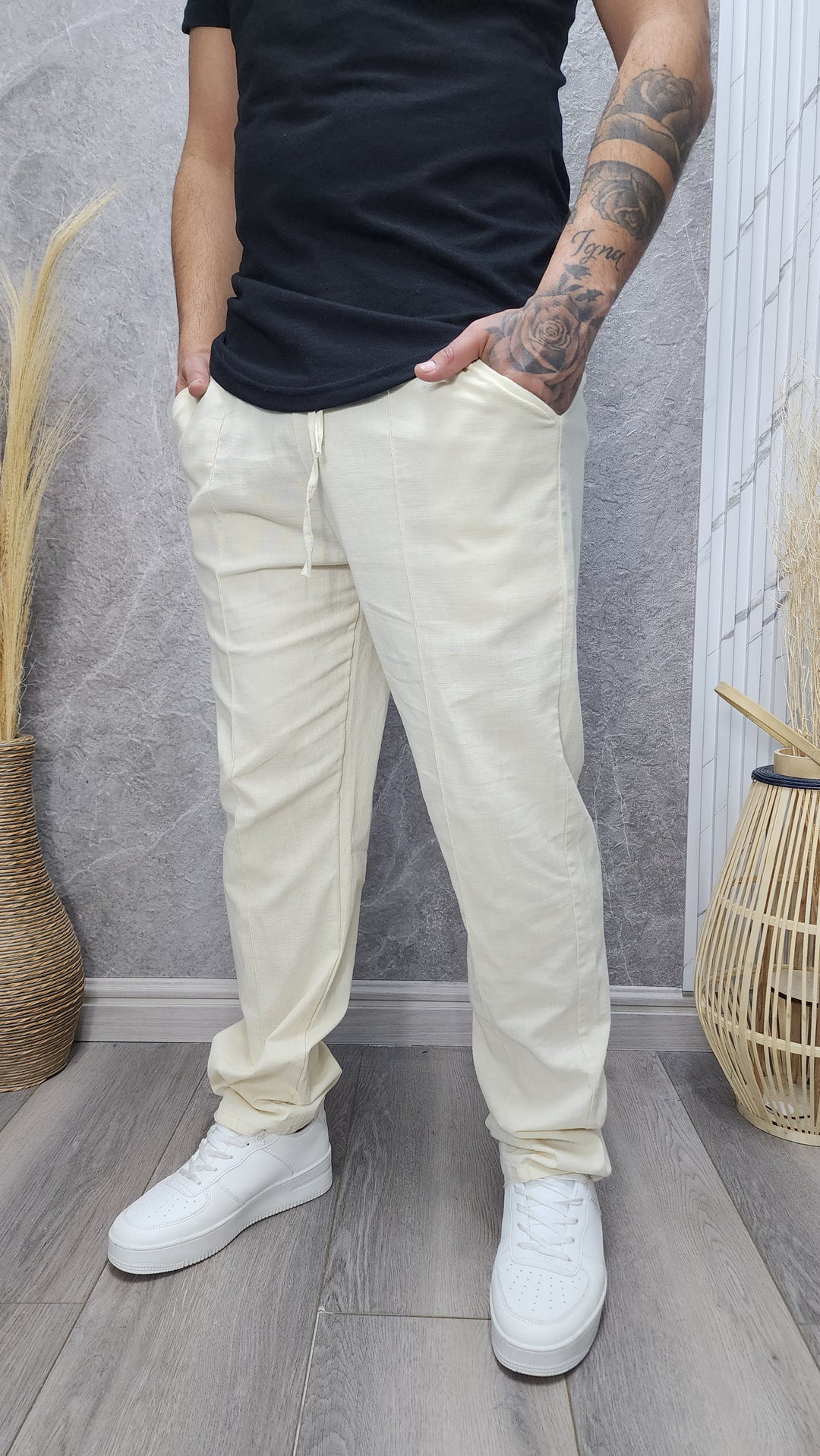Pantalón Lino Beige