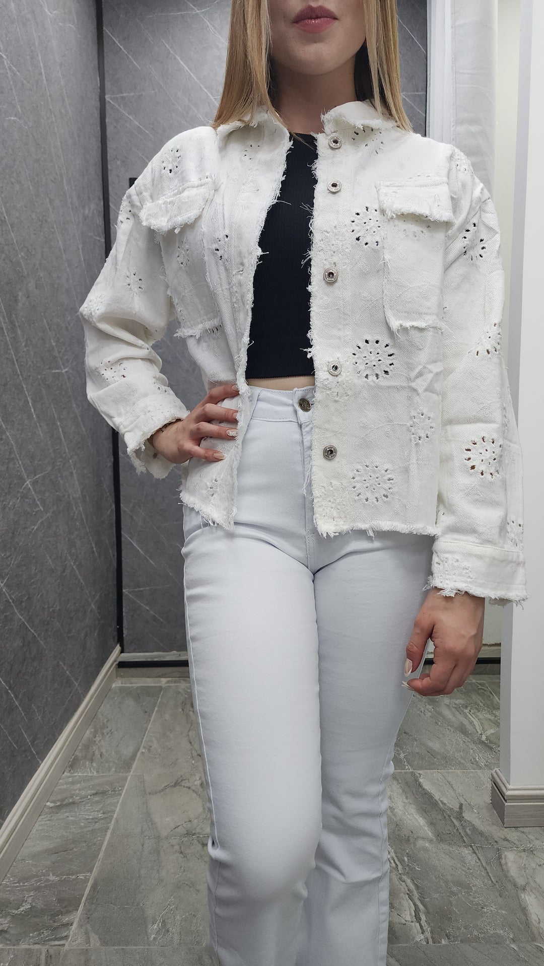 Chaqueta Bordada Siena Bl