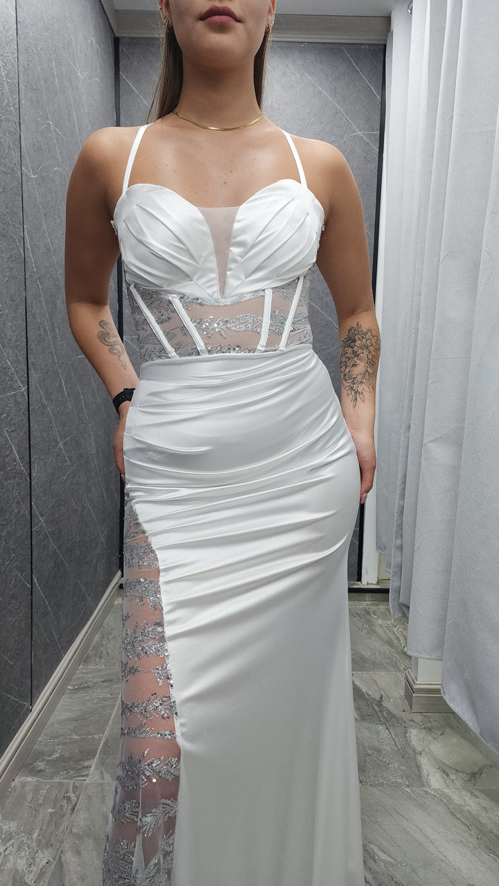 Vestido de Gala Lluvia blanco