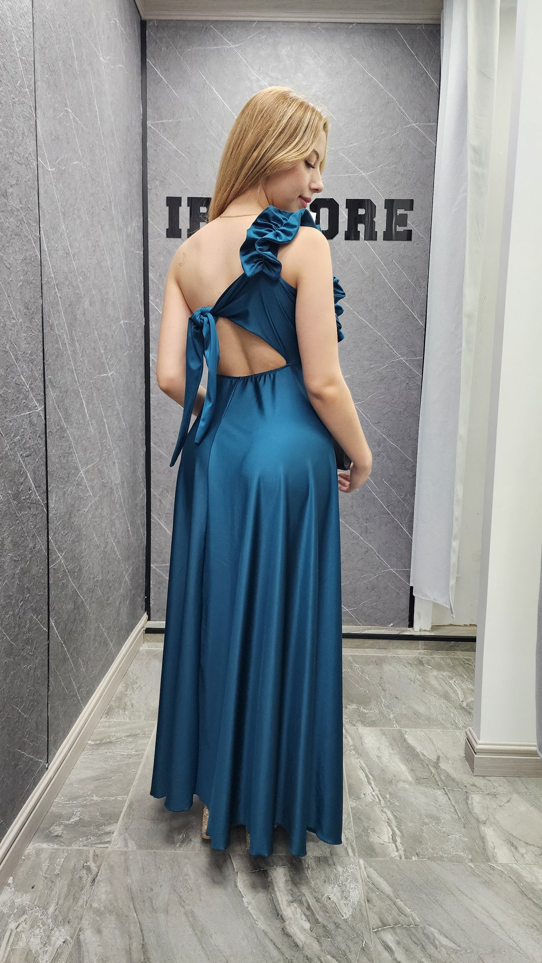 Vestido fiesta Valentina verde petroleo