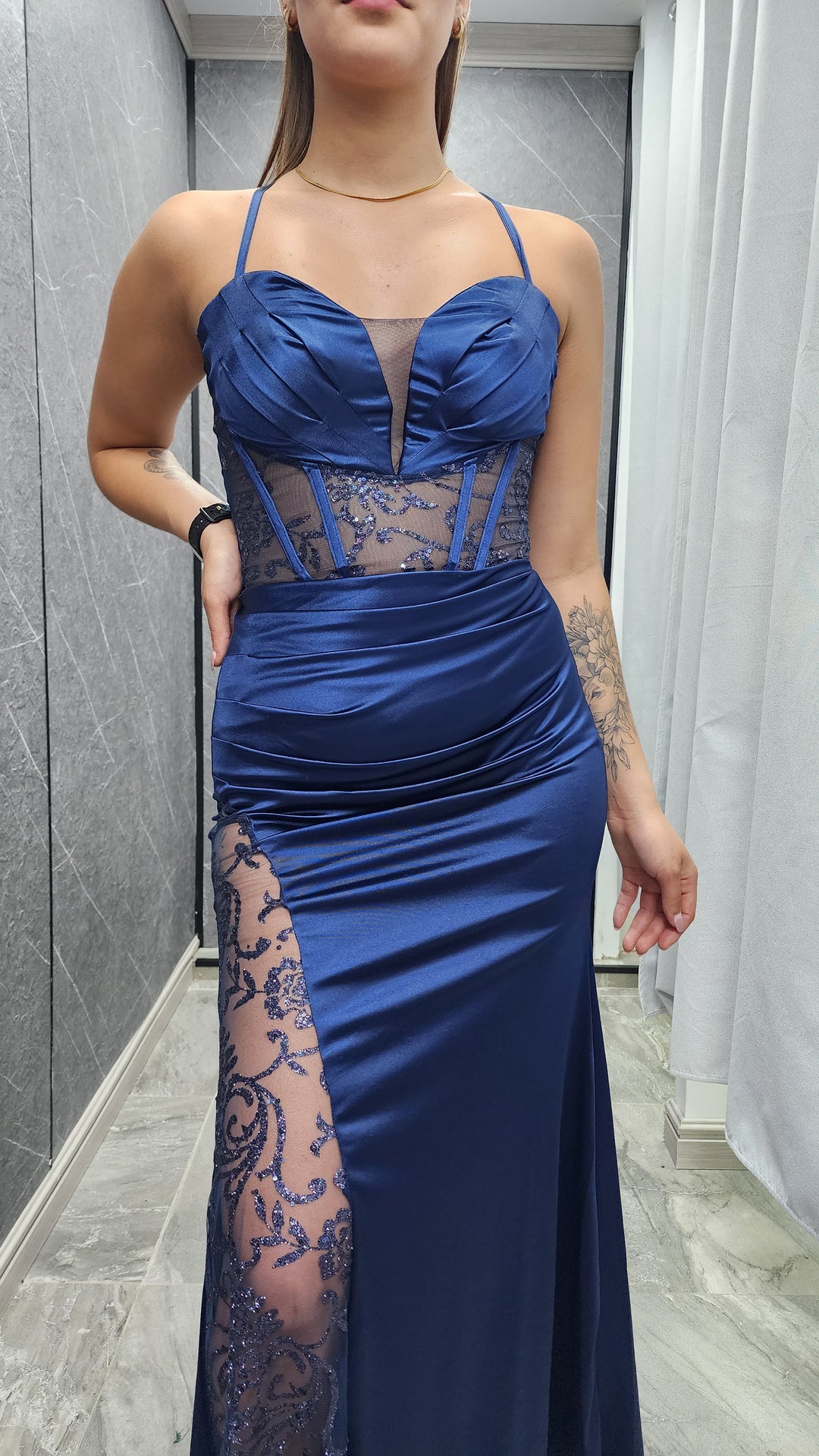 Vestido de Gala Lluvia azul m
